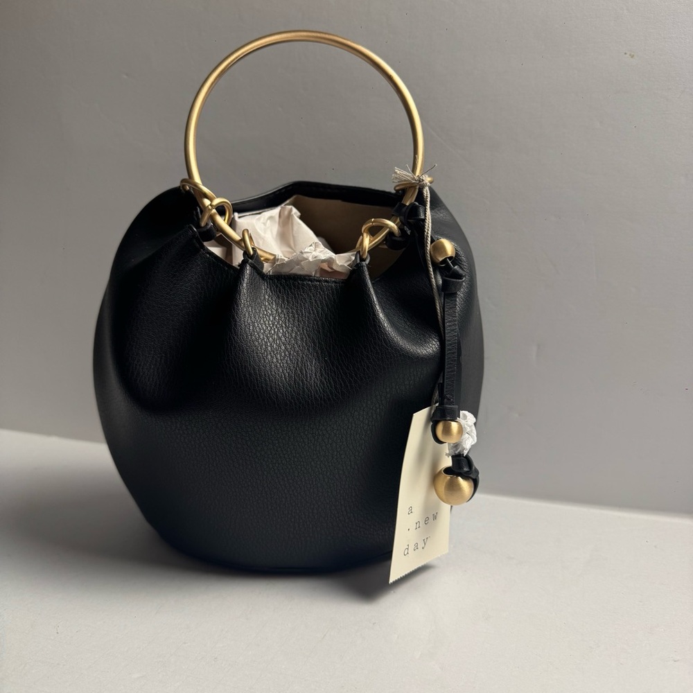 A New Day Black Mini Bag with Gold Handle